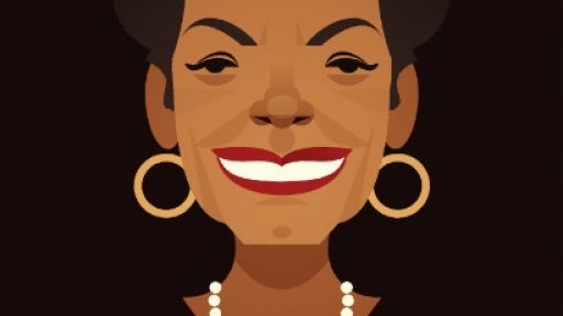 Stanley Chow illustration of Maya Angelou wearing gold hoop earings