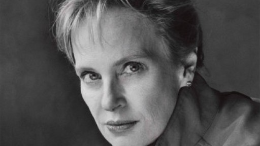 Black and white head shot of American author Siri Hustvedt