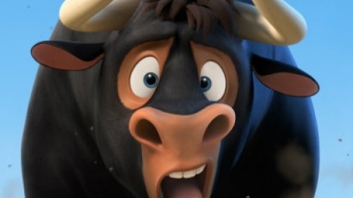 Still taken from the animated film Ferdinand showing a worried looking bull