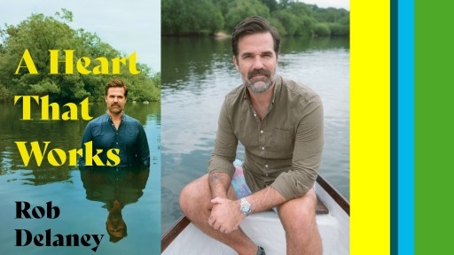 Book Sleeve and headshot of author Rob Delaney