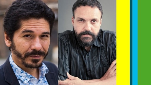 Headshots of authors of Juan Pablo Villalobos and Paulo Scott