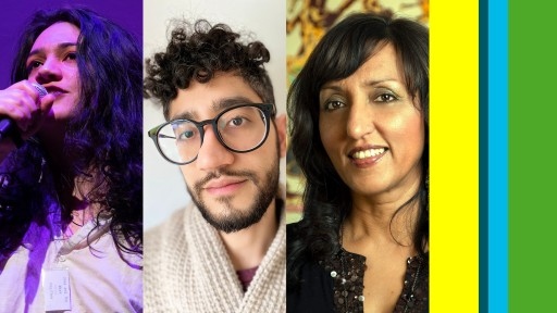 Headshots of the three Multilingual Manchester Poets