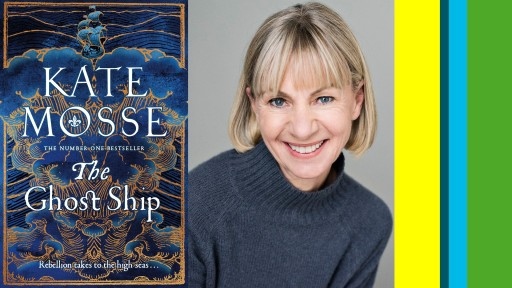 Image fo writer Kate Mosse with her latest book cover
