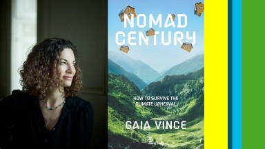 Image of writer Gaia Vince and her latest book cover