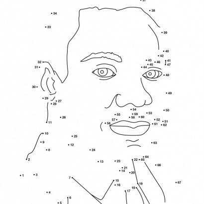 An image of an illustration for the I have a Dream event in the festival brochure based on a dot-to-dot puzzle of Martin Luther King